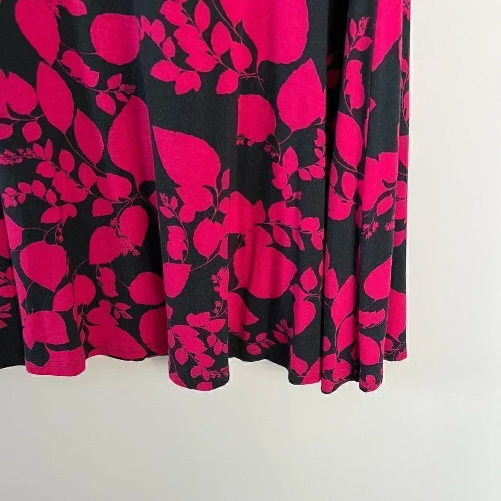 Garnet Hill Brianna Wrap Dress Pink Gray Floral Floral Print 3/4 sleeves M